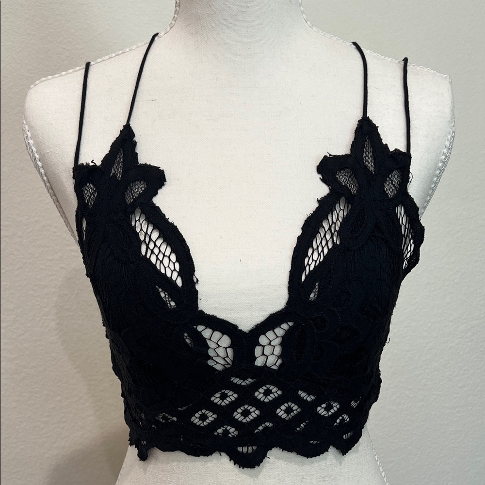 Free People One Chic Black Lace Bralette